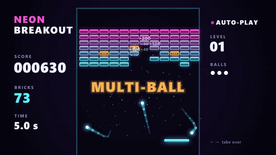 Neon Breakout — animated preview