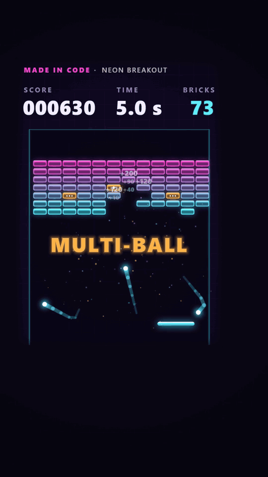 Neon Breakout — vertical cut, animated preview